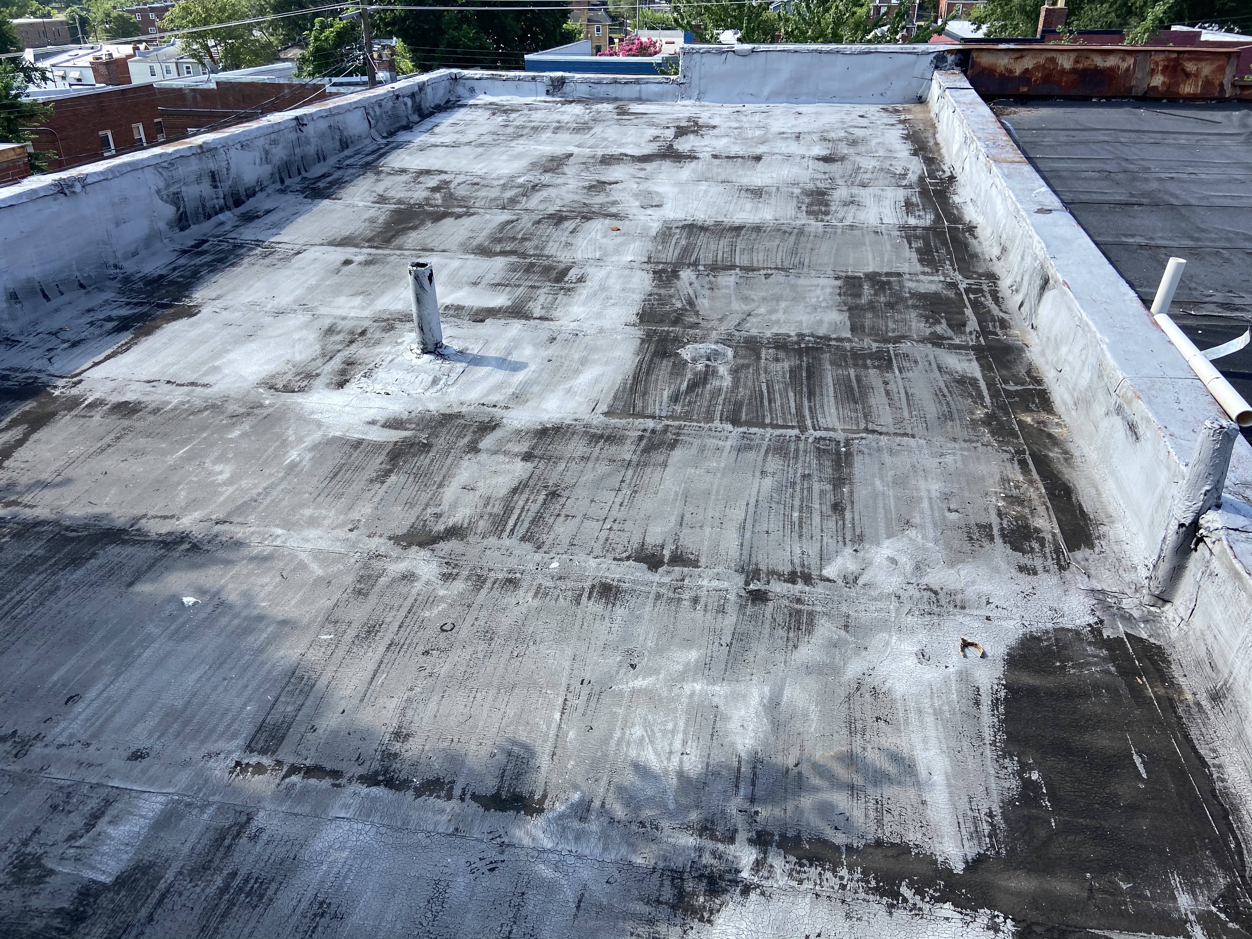 silver roof coating worn off