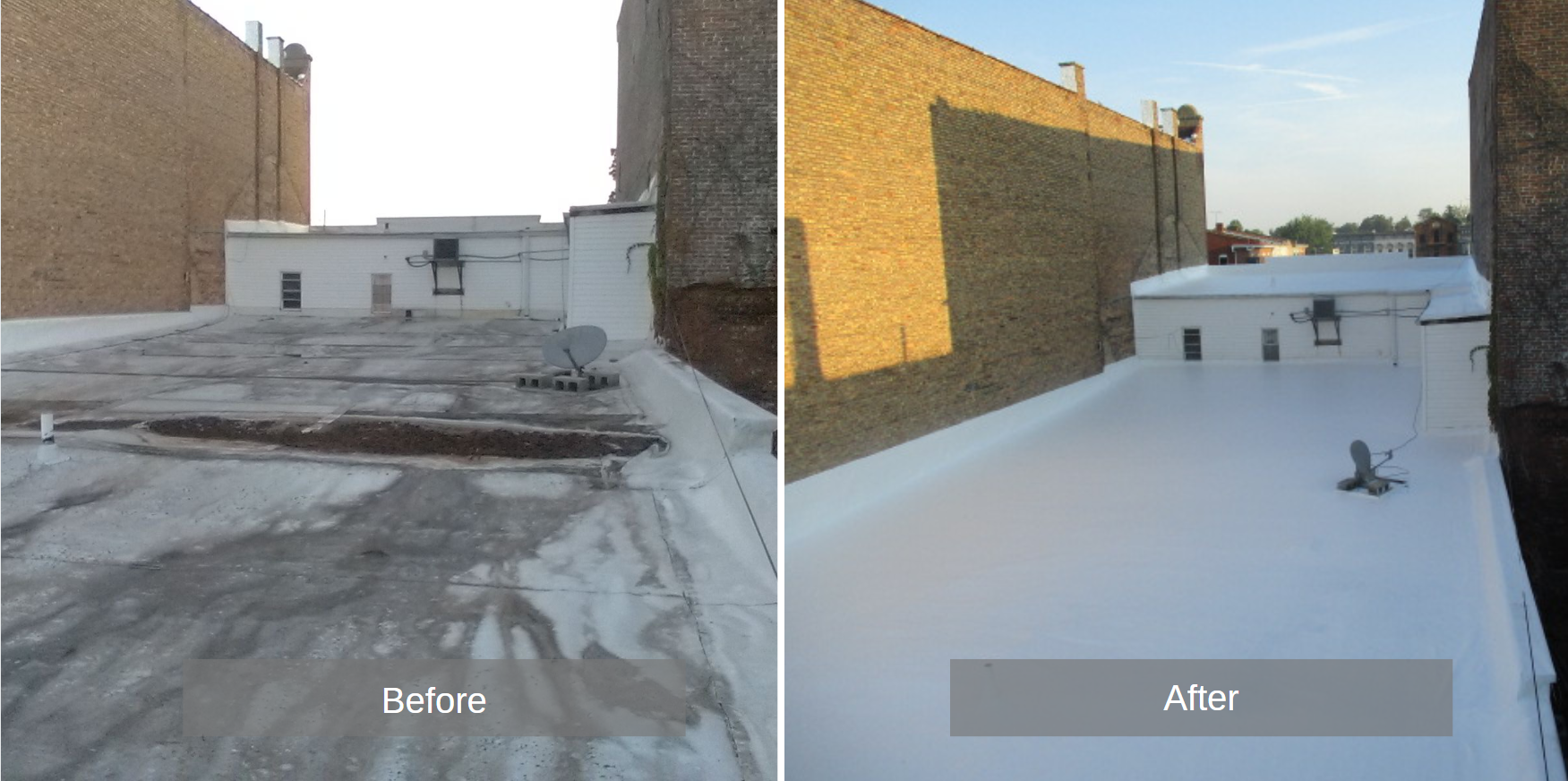 before after silicone roof coating Washington DC